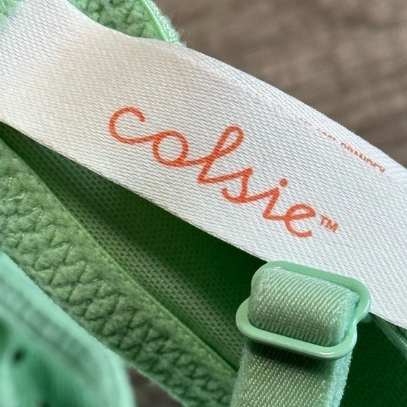 Colsie Corset Crop Top Green Ribbed Eyelet Lace Up Tie Back Adjustable Strap S - Picture 11 of 11